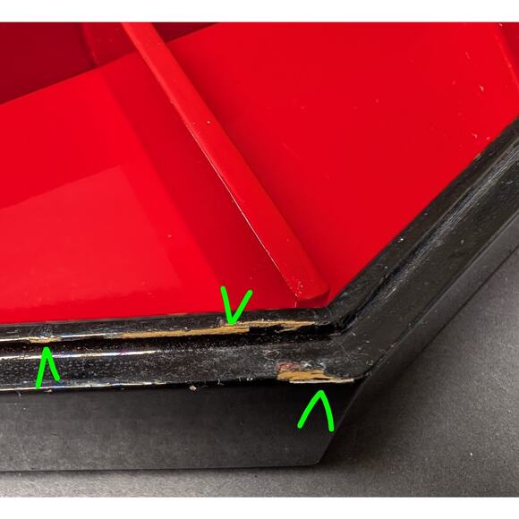 Vtg Mother of Pearl Inlaid Lacquer Wood Box 9.75" Octagon Keepsake Jewelry Decor - Picture 10 of 11